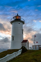 Sun Setting Behind Nobska Light on Cape Cod in Massachusetts